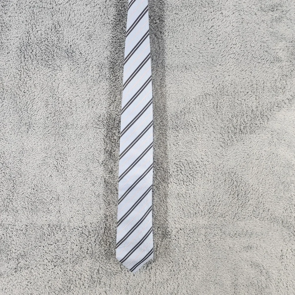 Ermenegildo Zegna Tie Mens Silk Blue‎ Brown Peach Striped Necktie Made in Italy